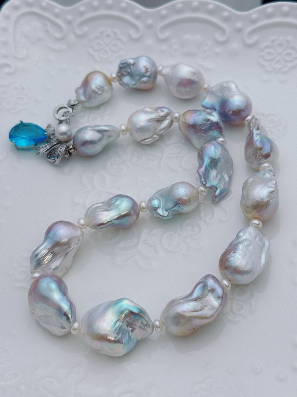 26X509 Handmade Flame Ball Freshwater Baroque Pearl Necklace 14-20mm 19”